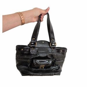 VIA REPUBLICCA Authentic Italian Patent Genuine Leather Black Hobo Bag